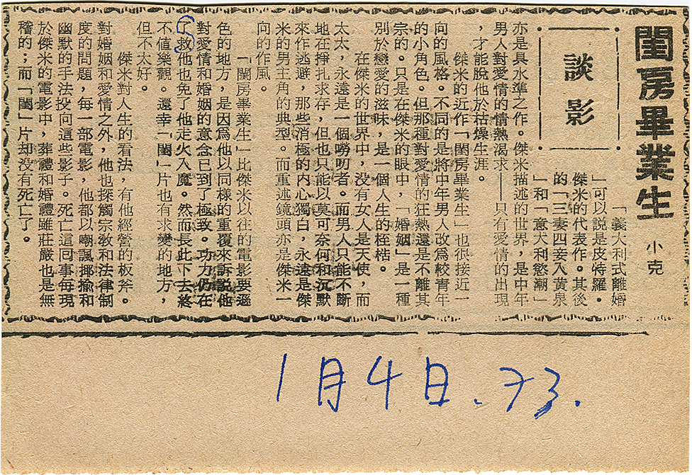 「影話」專欄1973 文‧小克