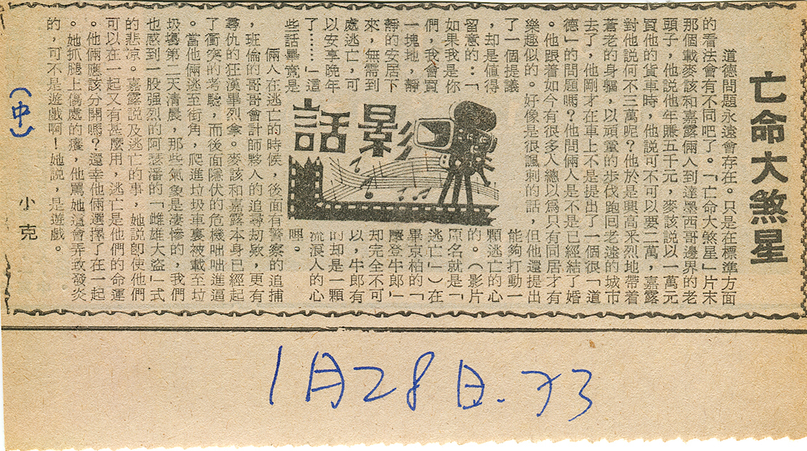 「影話」專欄1973 文‧小克